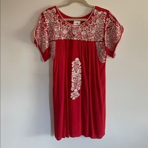 Boho mini red dress